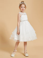 Elegant Sleeveless Scoop Neck Lace Flower Girl Dress