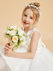 Elegant Sleeveless Scoop Neck Lace Flower Girl Dress