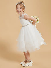 Elegant Sleeveless Scoop Neck Lace Flower Girl Dress