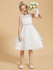Elegant Sleeveless Scoop Neck Lace Flower Girl Dress