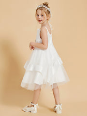 Charming Square Neckline Satin Flower Girl Dresses