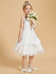 Charming Square Neckline Satin Flower Girl Dresses