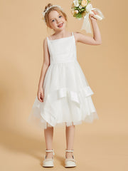 Charming Square Neckline Satin Flower Girl Dresses