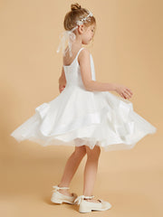 Charming Square Neckline Satin Flower Girl Dresses