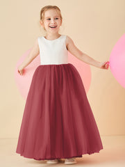 Scoop Neckline V-Back Floor-length Flower Girl Dress Cinnamon Rose