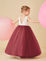 Scoop Neckline V-Back Floor-length Flower Girl Dress Cinnamon Rose