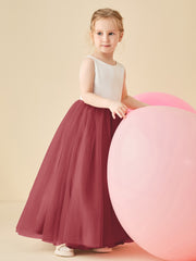Scoop Neckline V-Back Floor-length Flower Girl Dress Cinnamon Rose