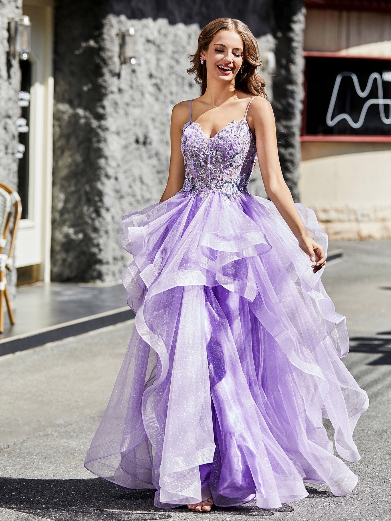 Princess Best Debs Dresses A-line Princess Tulle Prom Dress V Neck