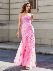 Trumpet/Mermaid Sweep Train Lace Tulle Prom Dresses Yellow Plus Size