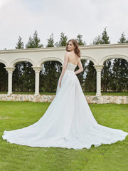 Lace Pearl Applique Strapless Wedding Dress Ivory