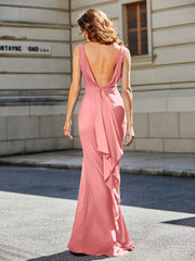 Trumpet/Mermaid Sweep Train Jersey Prom Dresses Flamingo