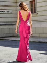 Trumpet/Mermaid Sweep Train Jersey Prom Dresses Fuchsia Plus Size