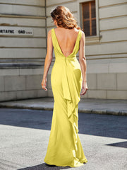 Trumpet/Mermaid Sweep Train Jersey Prom Dresses Lemon