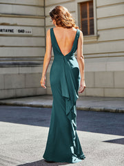 Trumpet/Mermaid Sweep Train Jersey Prom Dresses Peacock Plus Size