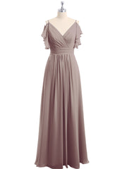 Spaghetti Strap Chiffon Dresses with Shoulder Ruffles Dusk Plus Size