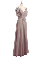 Spaghetti Strap Chiffon Dresses with Shoulder Ruffles Dusk Plus Size