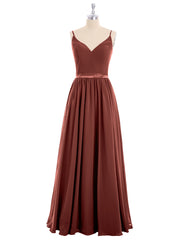 Simple Chiffon Dress with Spaghetti Straps Terracotta