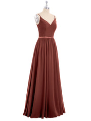 Simple Chiffon Dress with Spaghetti Straps Terracotta
