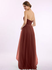 Empire Long Tulle Gown with Sweetheart Neck Terracotta