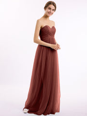 Empire Long Tulle Gown with Sweetheart Neck Terracotta
