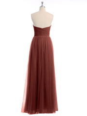 Empire Long Tulle Gown with Sweetheart Neck Terracotta