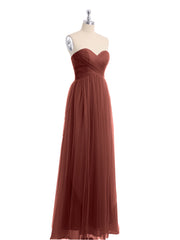 Empire Long Tulle Gown with Sweetheart Neck Terracotta