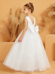 Lace and Tulle Flower Girl Ball Gown Dress with Beaded