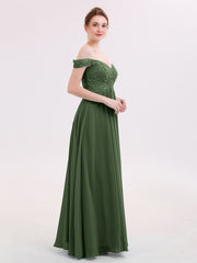 Lace Top Chiffon BUTTON Long Dresses Olive Green