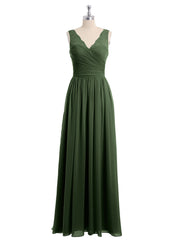 Chiffon Dress with Lace Straps Decor with Sash Bow Olive Green