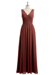 Chiffon Dress with Lace Straps Decor with Sash Bow Terracotta