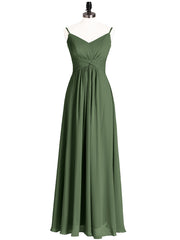 Empire Bridesmaid Gown with Spaghetti Strap Olive Green