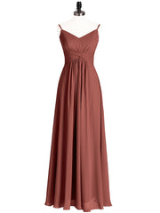 Empire Bridesmaid Gown with Spaghetti Strap Terracotta