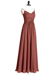 Empire Bridesmaid Gown with Spaghetti Strap Terracotta