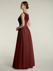 V-neck Tulle Floor Length Bridesmaid Dress Terracotta