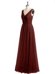 V-neck Tulle Floor Length Bridesmaid Dress Terracotta