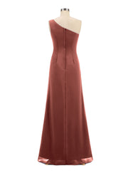 One Shoulder CASCADE SKIRT Chiffon Gowns Terracotta