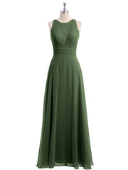 Long Chiffon Dress with Deep V Neck Decor with Lace Olive Green