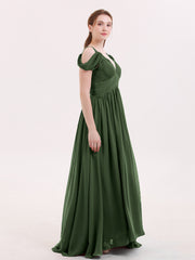 Sweep Train Chiffon Sexy Dress with Slit Olive Green