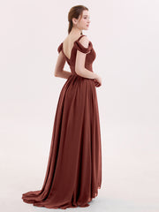 Sweep Train Chiffon Sexy Dress with Slit Terracotta