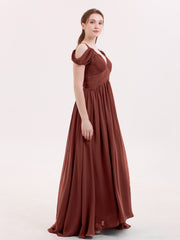 Sweep Train Chiffon Sexy Dress with Slit Terracotta