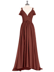 Sweep Train Chiffon Sexy Dress with Slit Terracotta