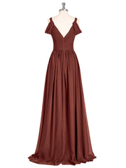 Sweep Train Chiffon Sexy Dress with Slit Terracotta