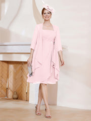 A-line Chiffon Dress With Jacket Blushing Pink Plus Size