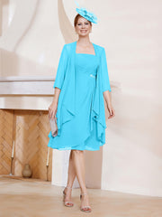 A-line Chiffon Dress With Jacket Pool Plus Size