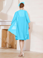 A-line Chiffon Dress With Jacket Pool Plus Size