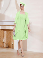 A-line Chiffon Dress With Jacket Sage