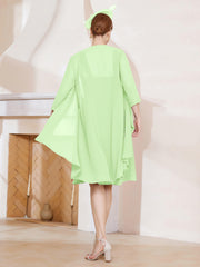 A-line Chiffon Dress With Jacket Sage