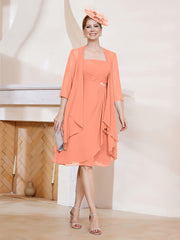 A-line Chiffon Dress With Jacket Sunset