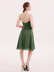 Strapless Sweetheart Neck Short Dresses Olive Green