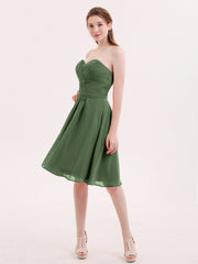 Strapless Sweetheart Neck Short Dresses Olive Green